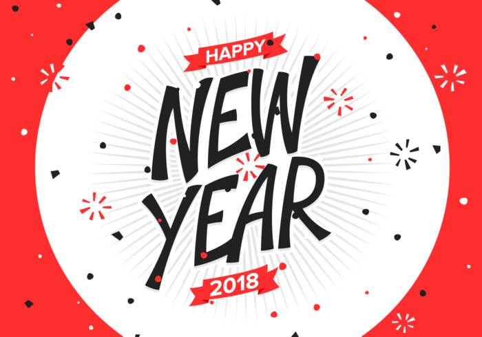 新年快乐2018年免费矢量图