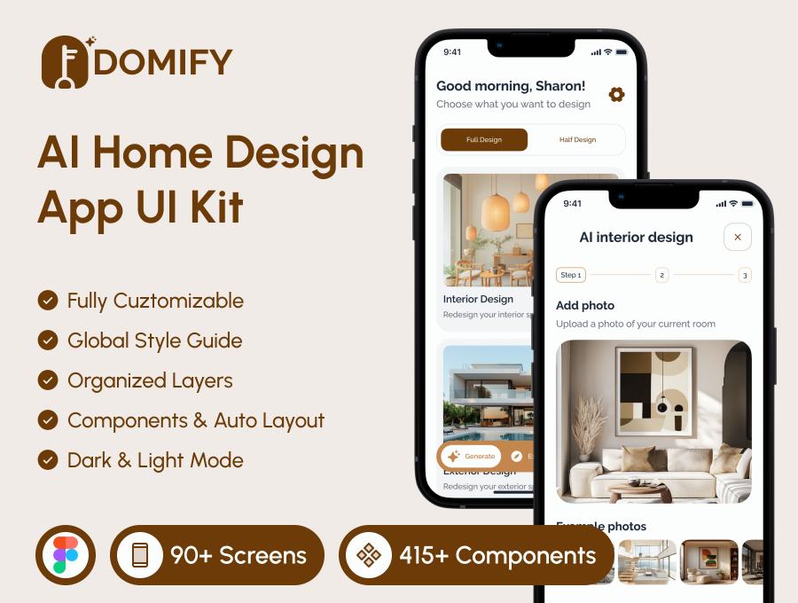 Domify - AI Home design App UI Kit