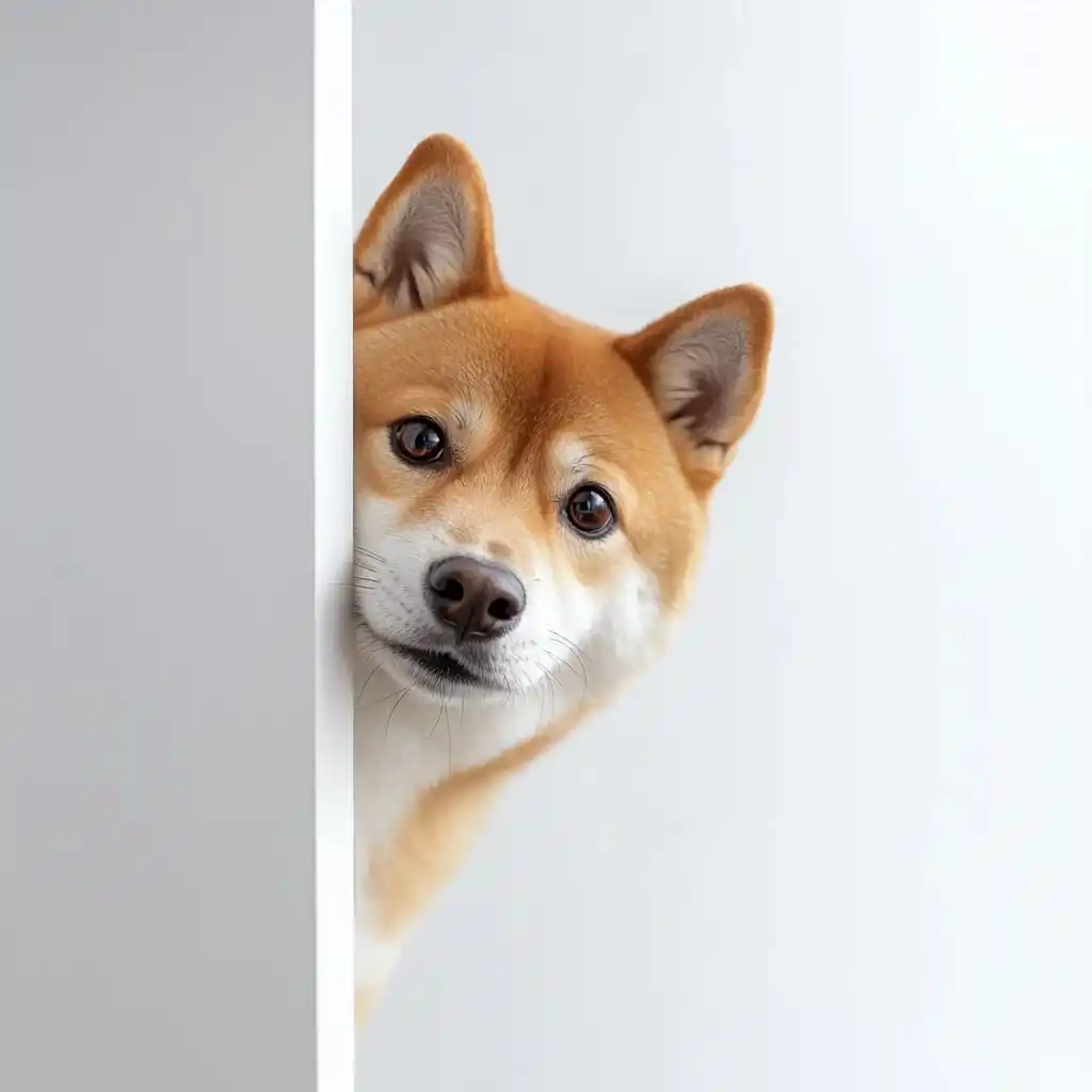 Shiba Inu Behind Wall Midjourney提示词