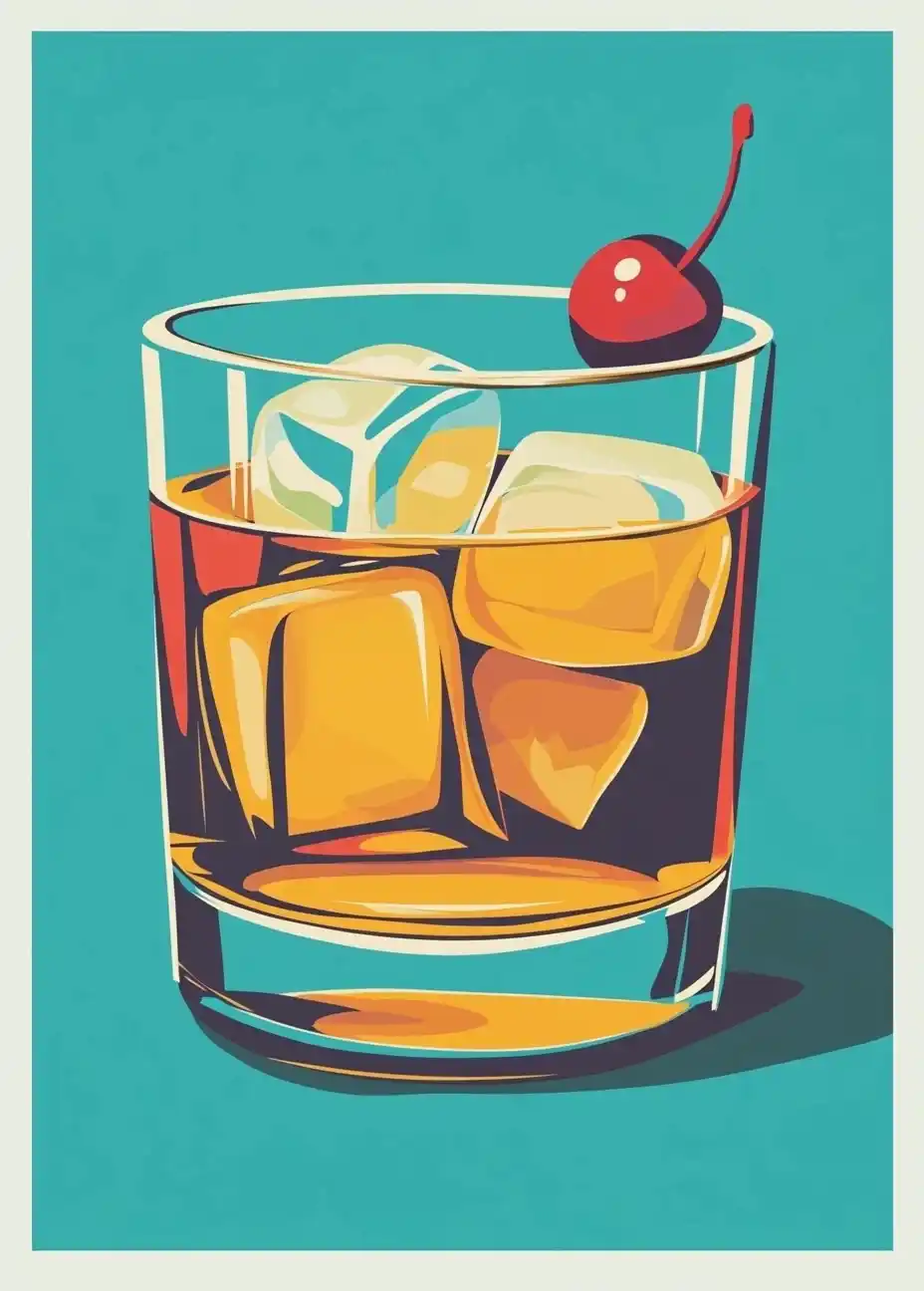 Old Fashioned Cocktail Illustration Midjourney提示词