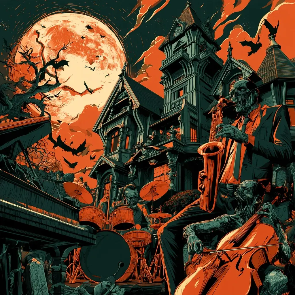Zombie Big Band Illustration Midjourney提示词