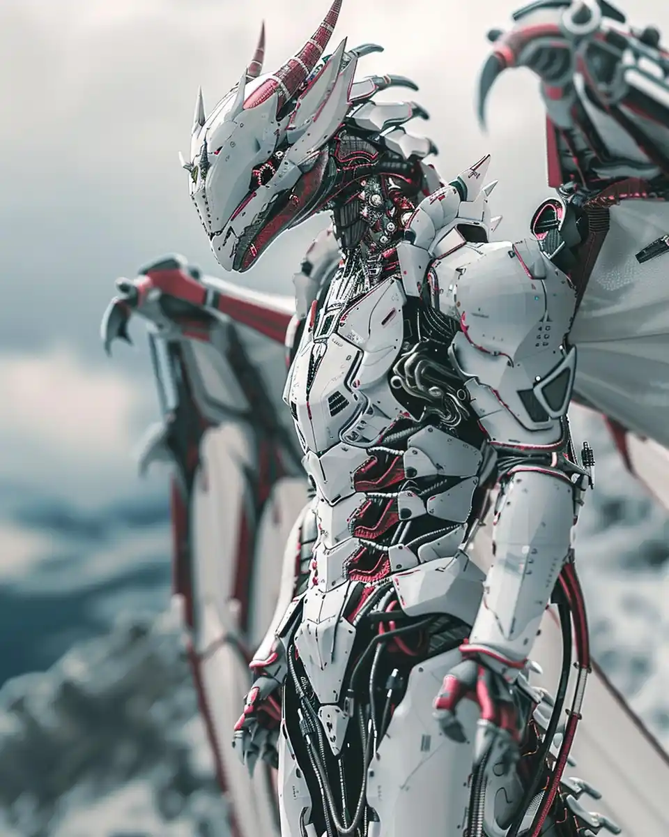 Cyborg Dragon in Alien World Midjourney提示词