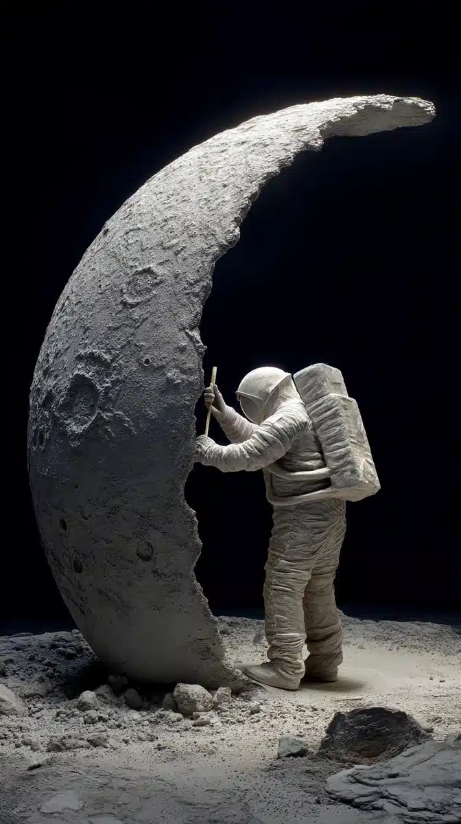 Astronaut Sculpting Melting Moon Midjourney提示词