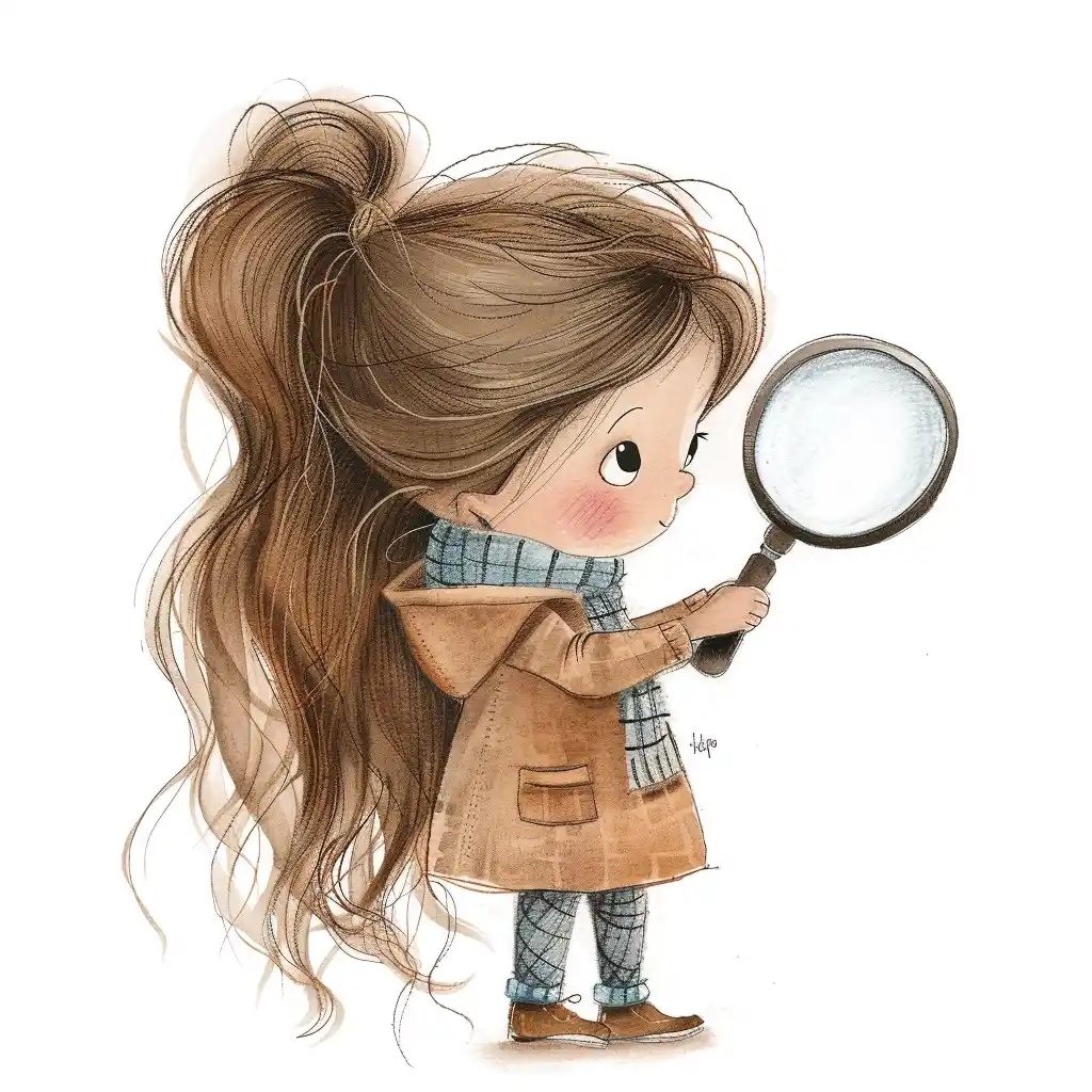 Explorer Girl Magnifying Glass Midjourney提示词
