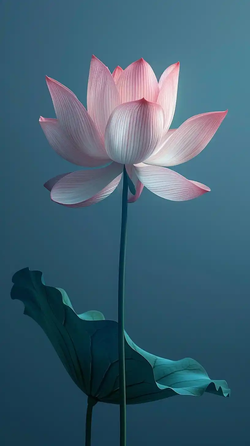 Minimalist Lotus on Blue Midjourney提示词