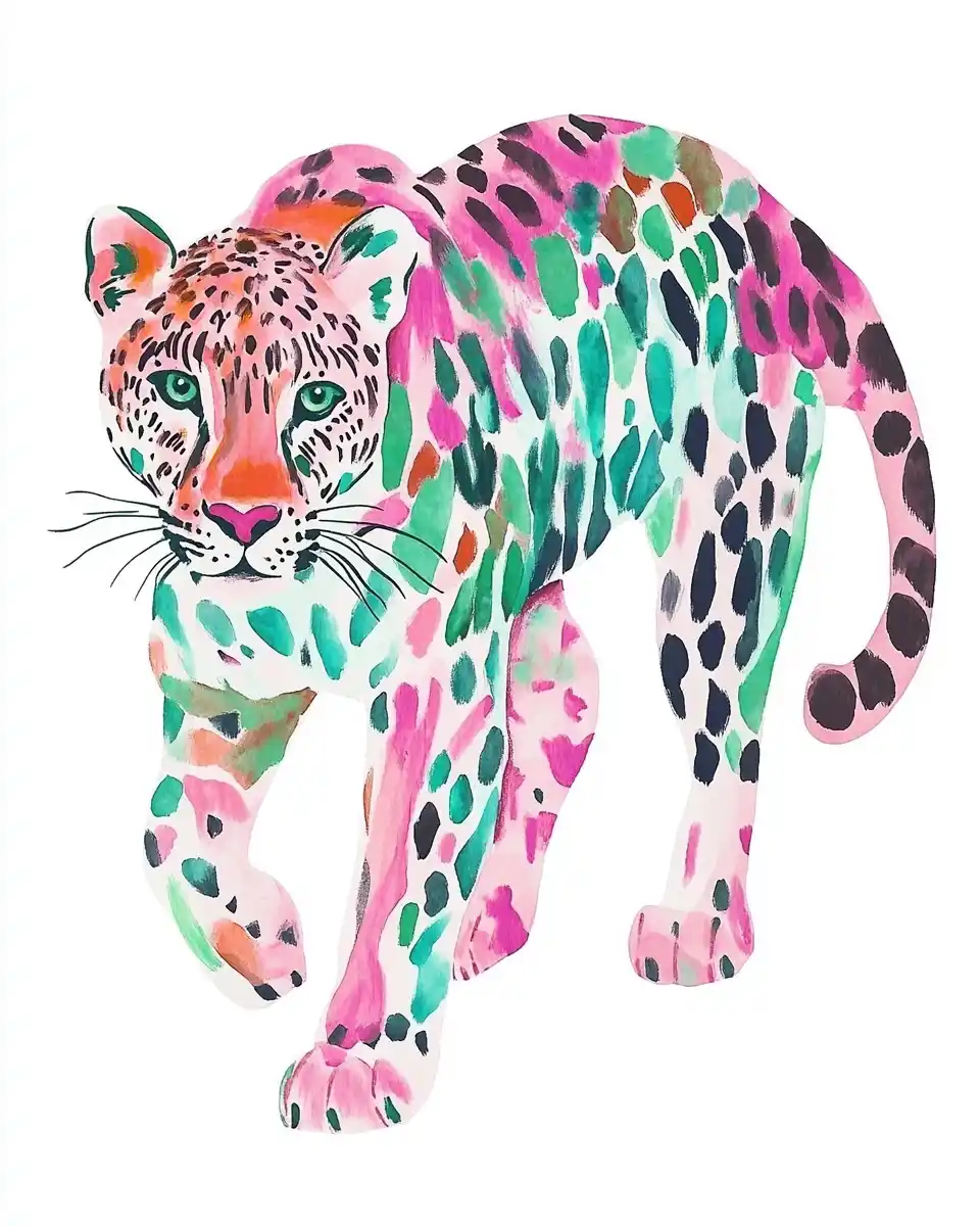 Fauvist Leopard Illustration Midjourney提示词