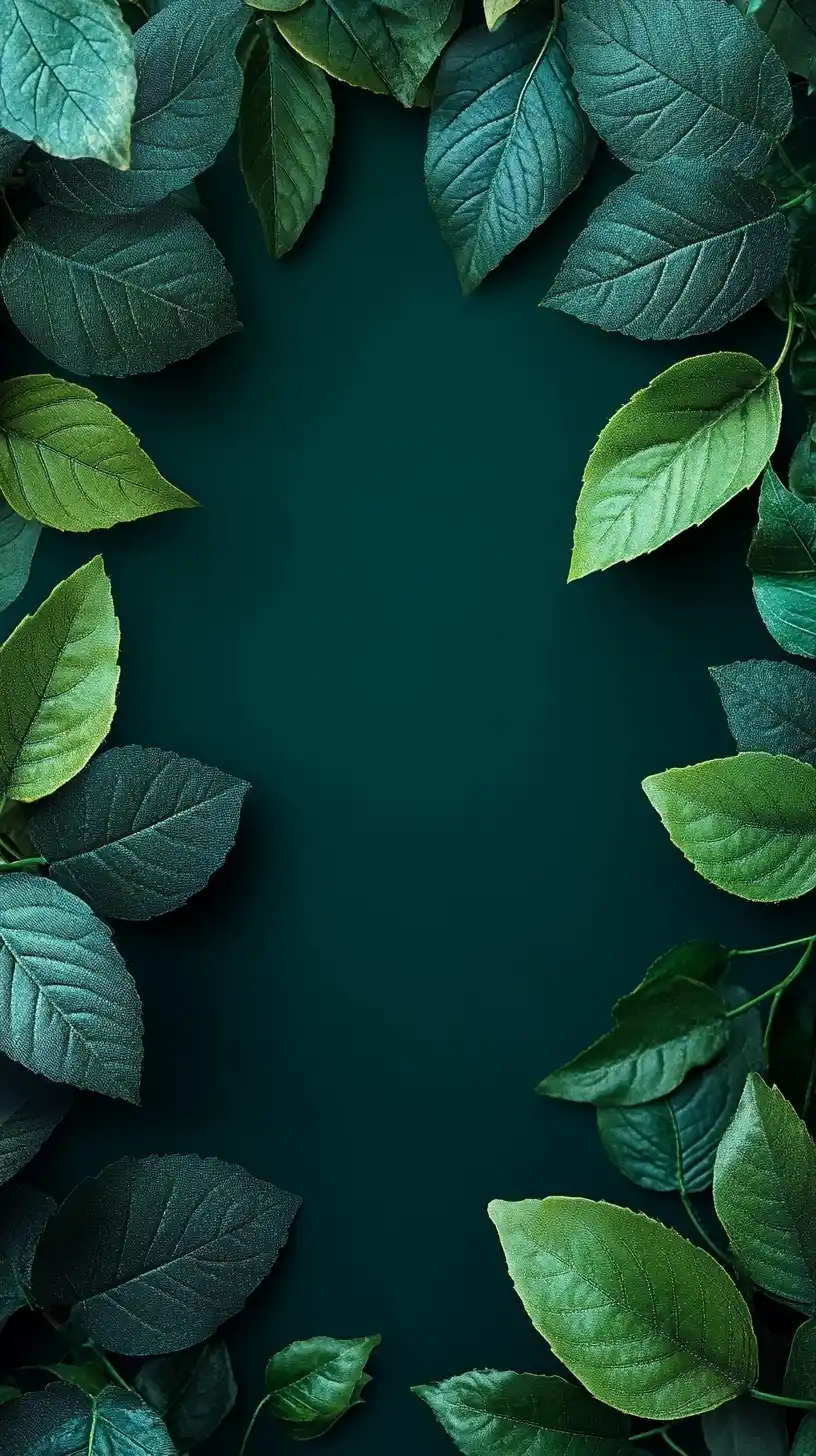 Green Gradient Leaf Wallpaper Midjourney提示词