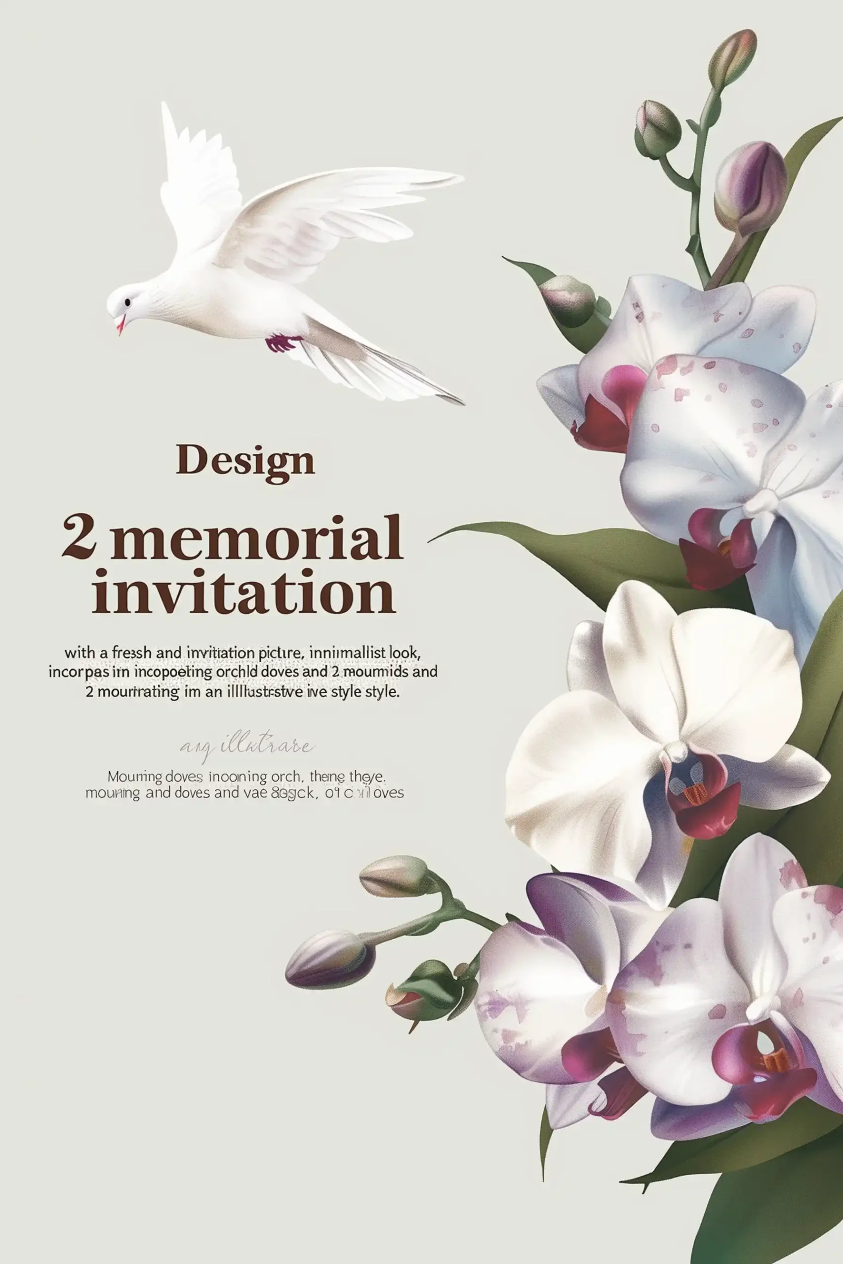 Orchid Doves Illustration Midjourney提示词