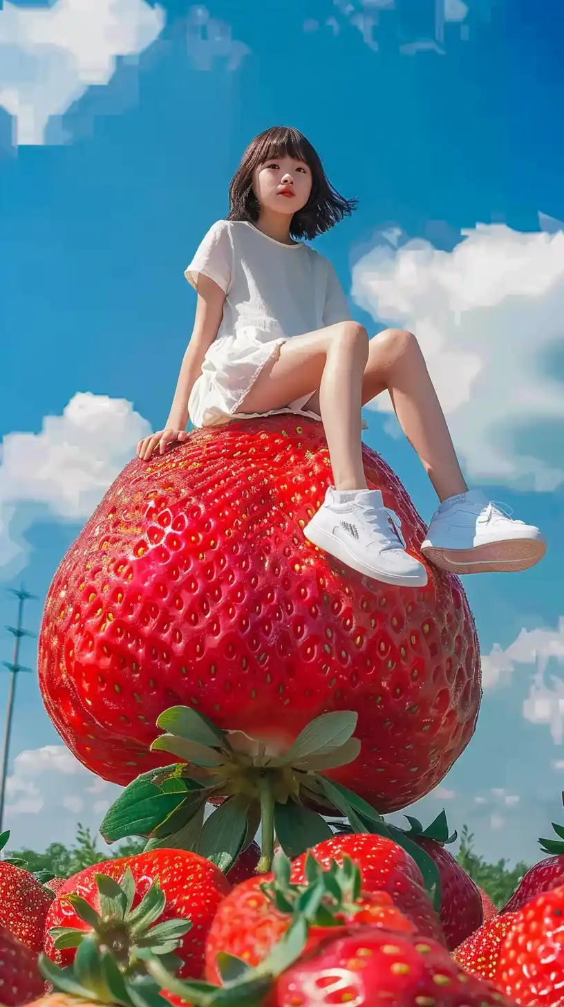 Giant Strawberry Portrait Zhang Midjourney提示词