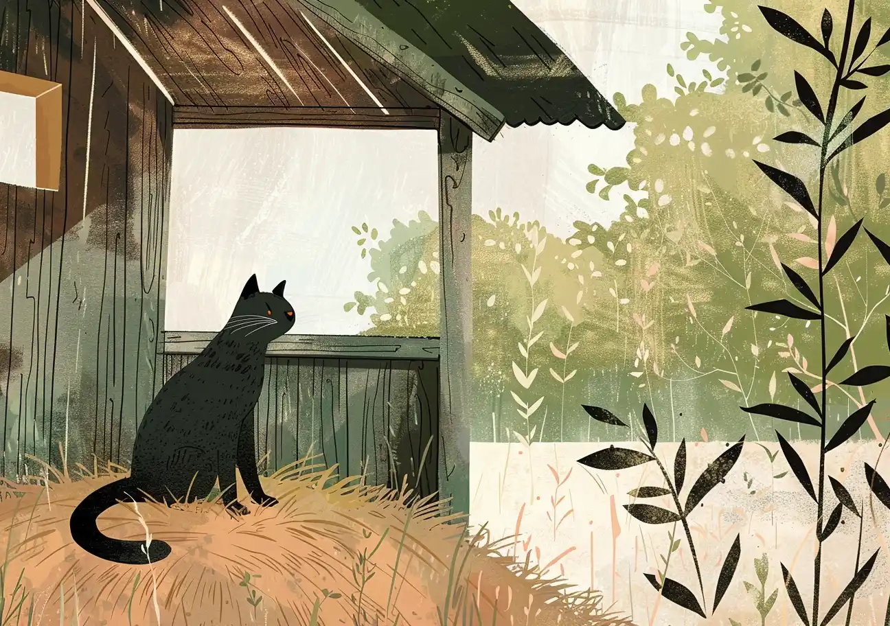 Country Cat in Shelter Midjourney提示词