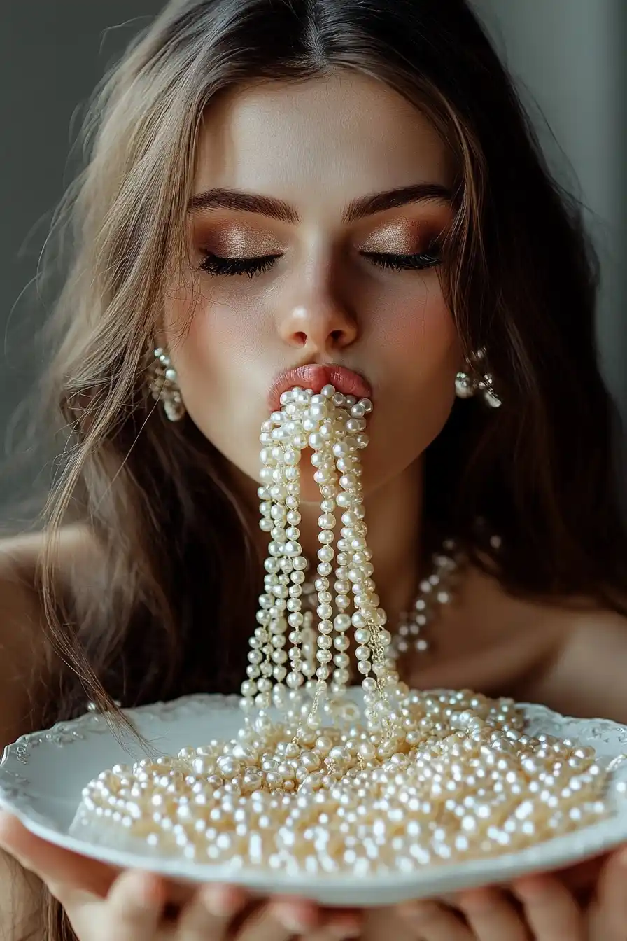Curvy Woman with Pearls Midjourney提示词