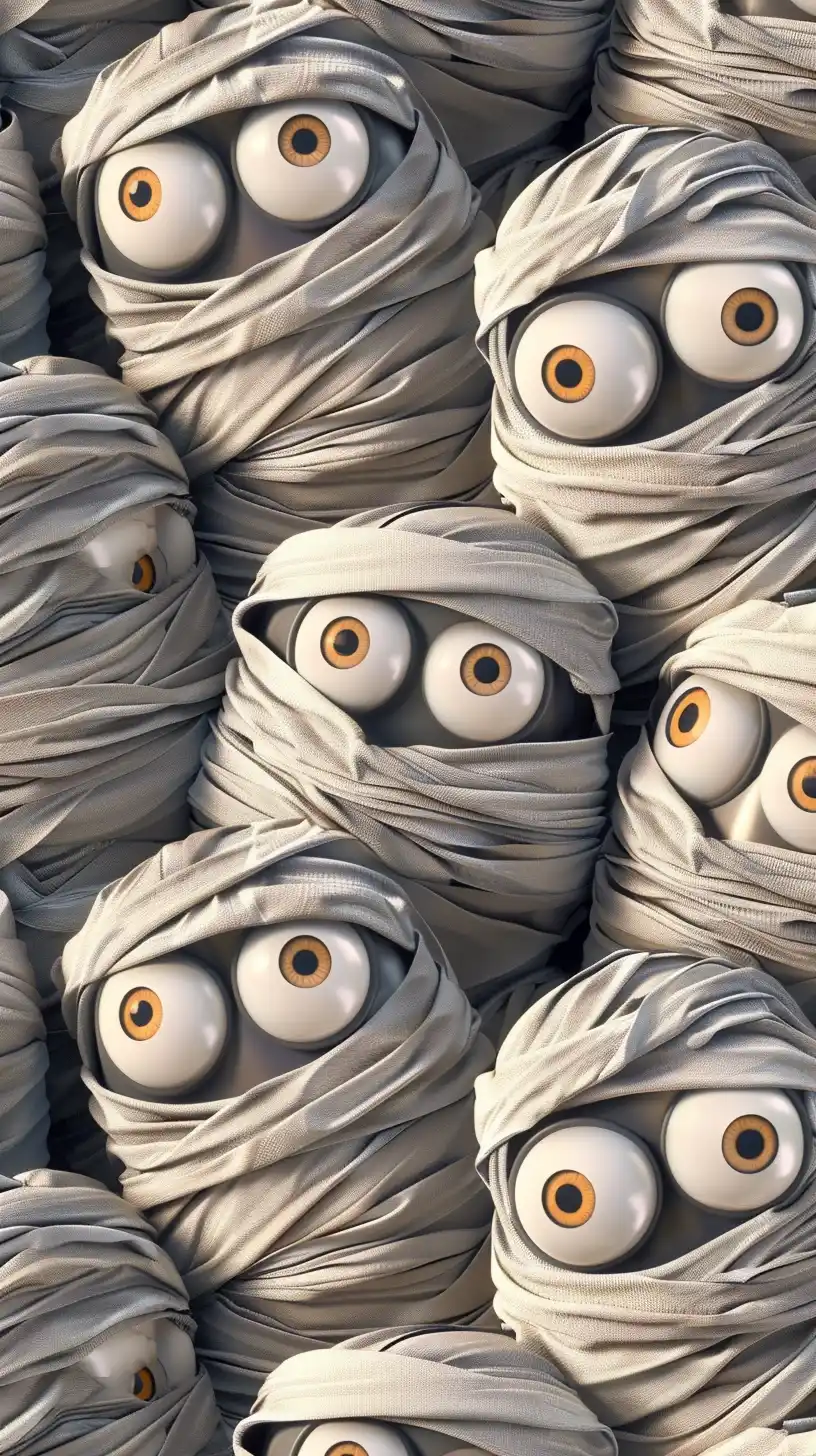 Cartoon Mummy Pattern 3D Midjourney提示词