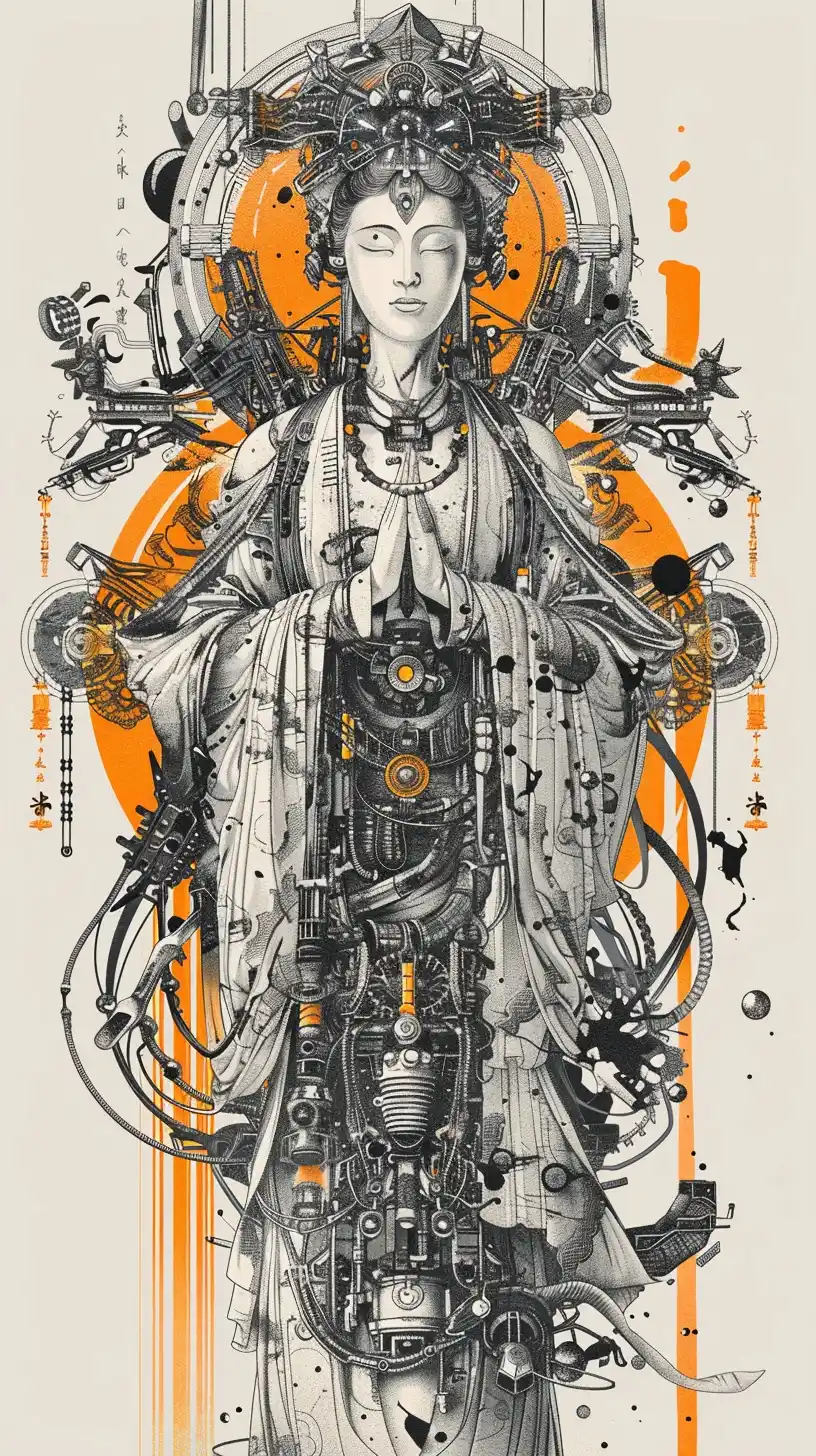 Steampunk Guan Yin Fusion Midjourney提示词