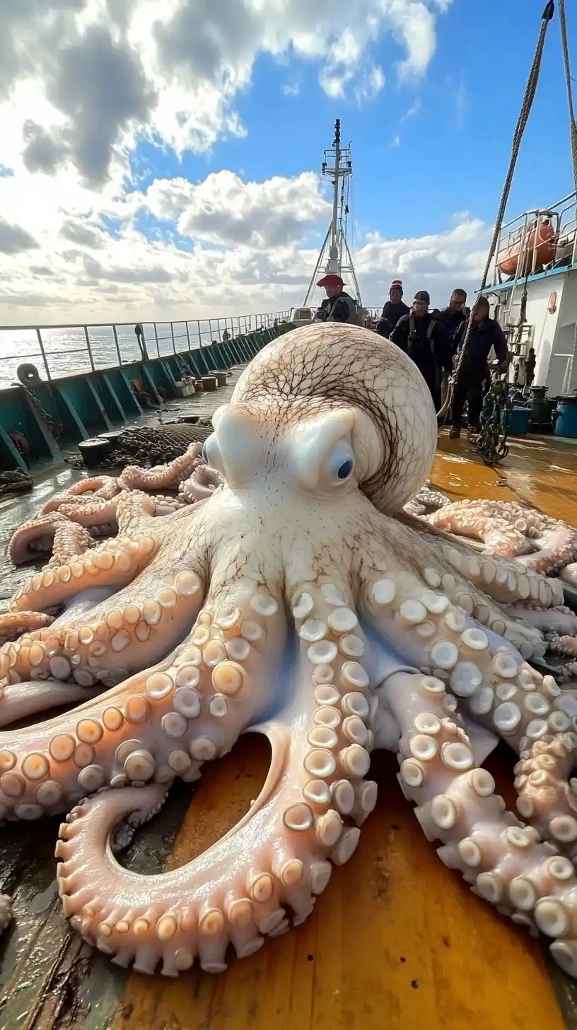 Giant Octopus on Tanker Midjourney提示词