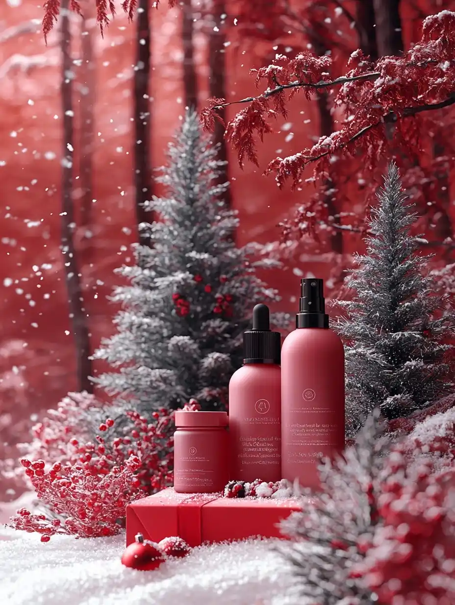 Christmas Skin Care Display Midjourney 提示词生成效果