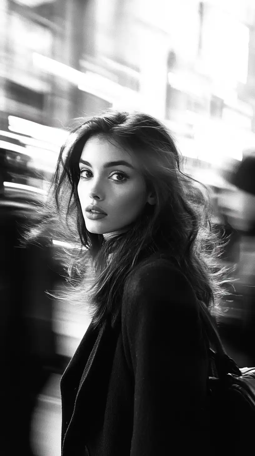 Brunette in Motion Photography Midjourney提示词
