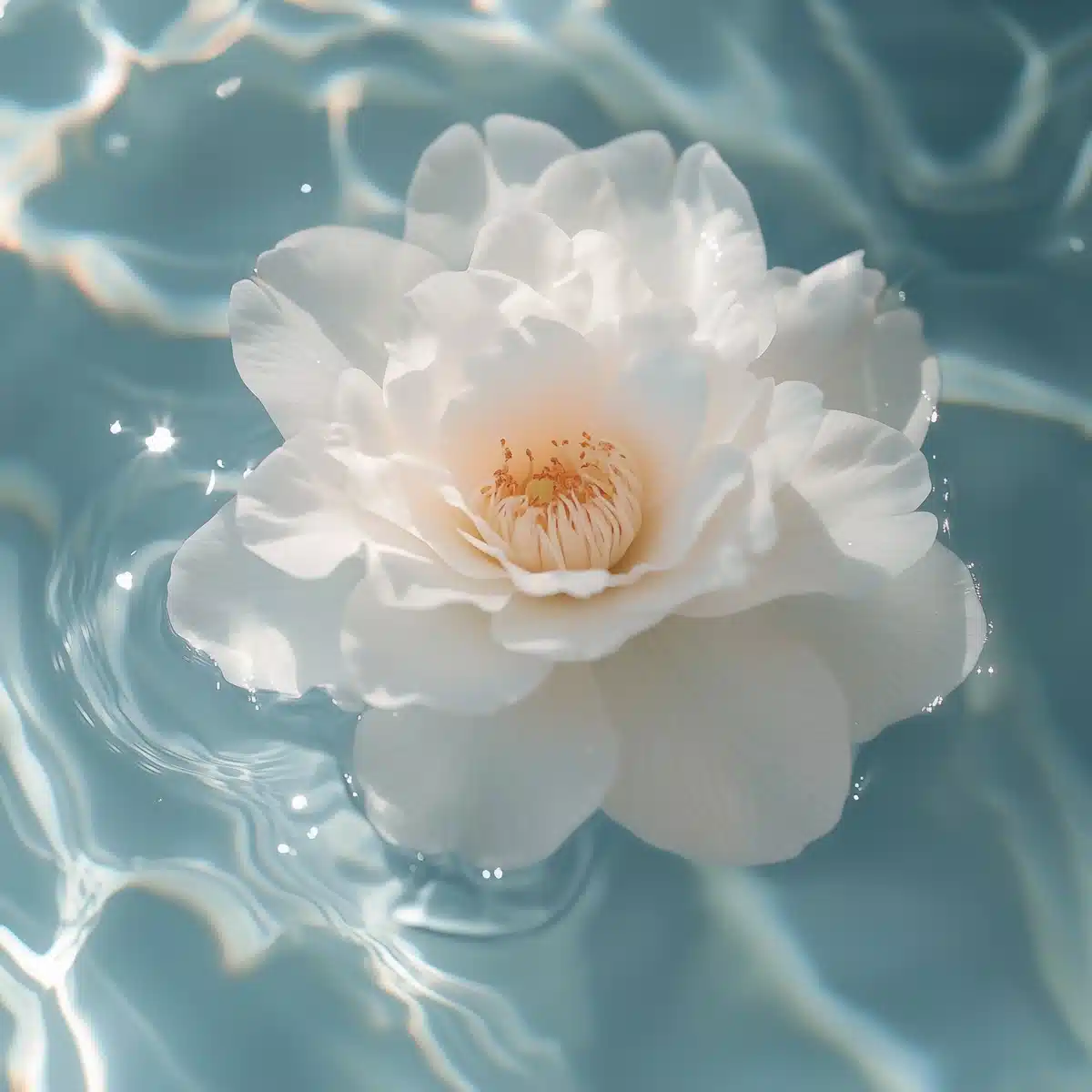 Minimalist Camellia on Water Midjourney提示词