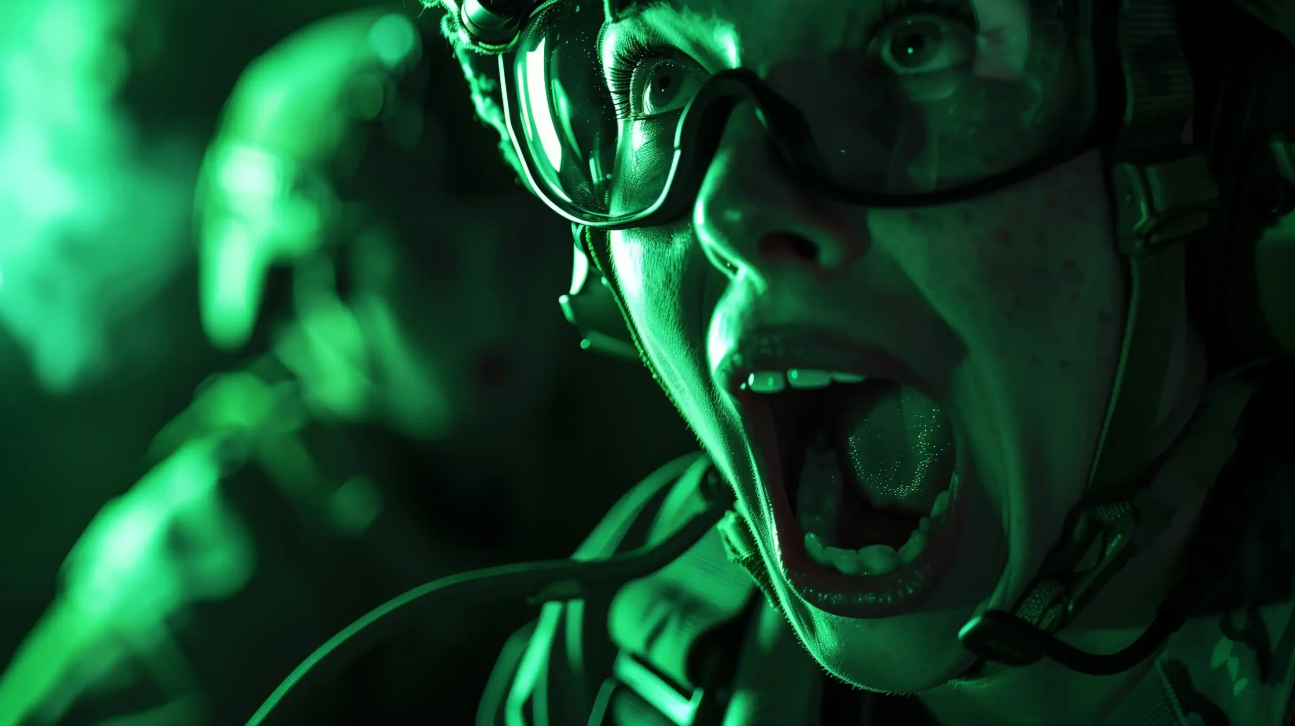 Nightvision Shouting Soldier Midjourney提示词