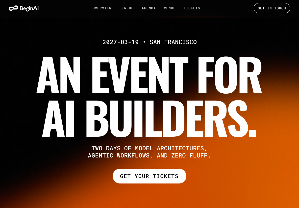 会议活动落地页Framer模板（Begin），Begin - Event and Conference Template