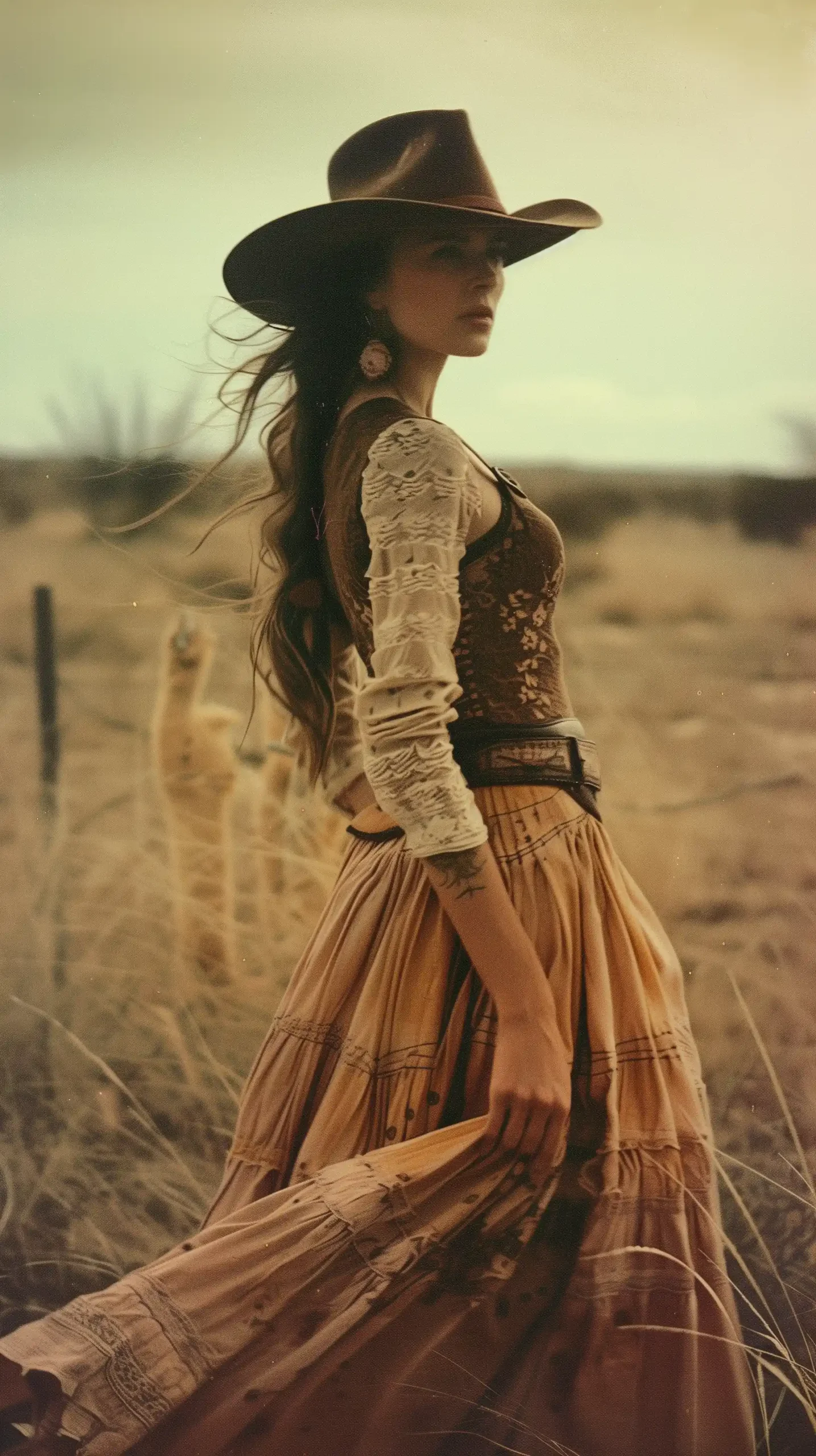 Cowgirl Desert Lomo Urban Midjourney提示词