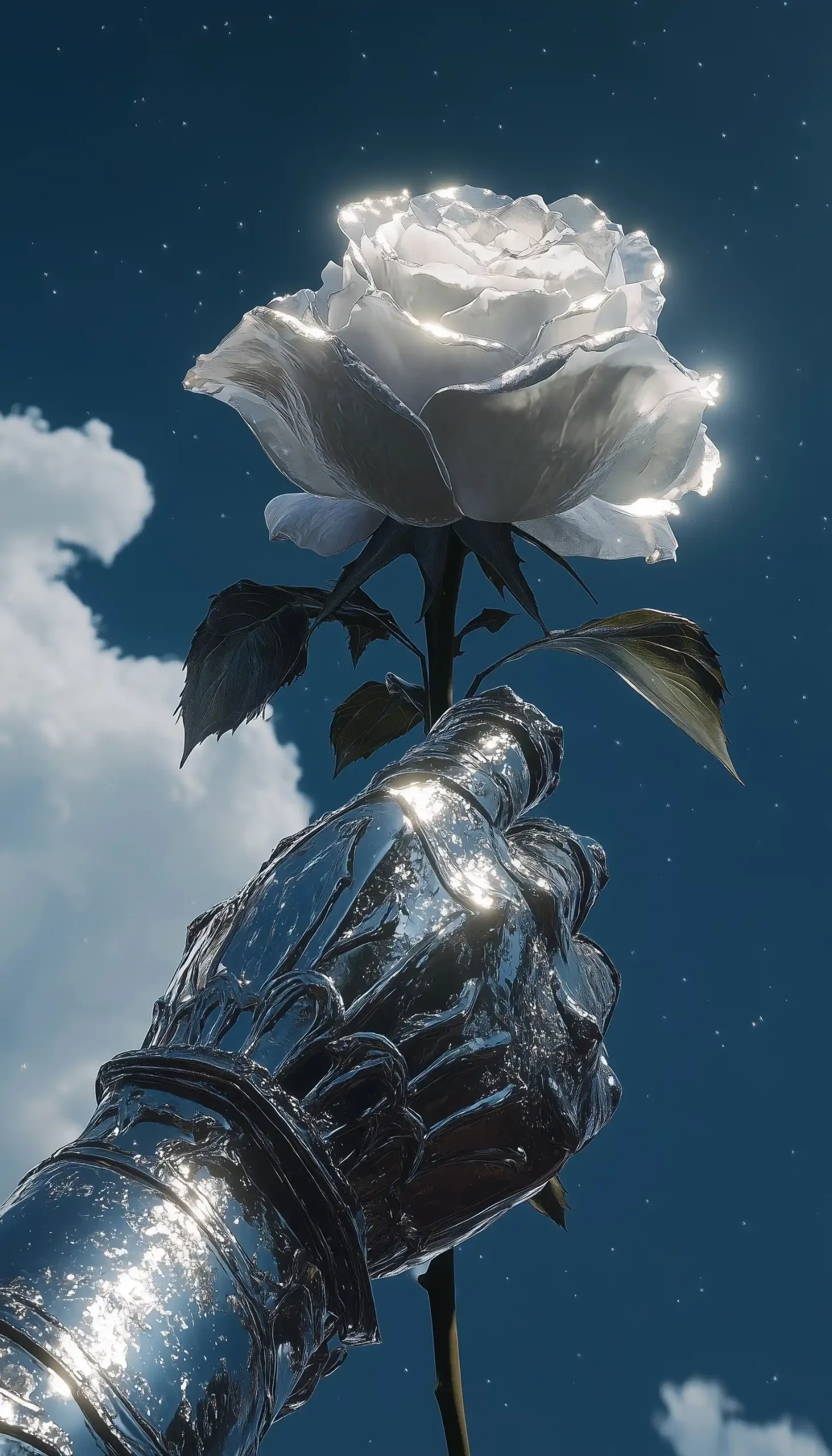Detailed Knights Hand with Rose Midjourney提示词