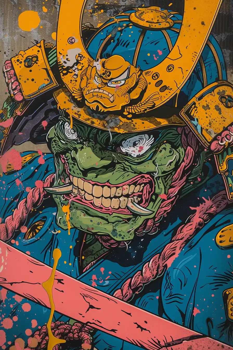 Cosmic Samurai in Comic Style Midjourney提示词