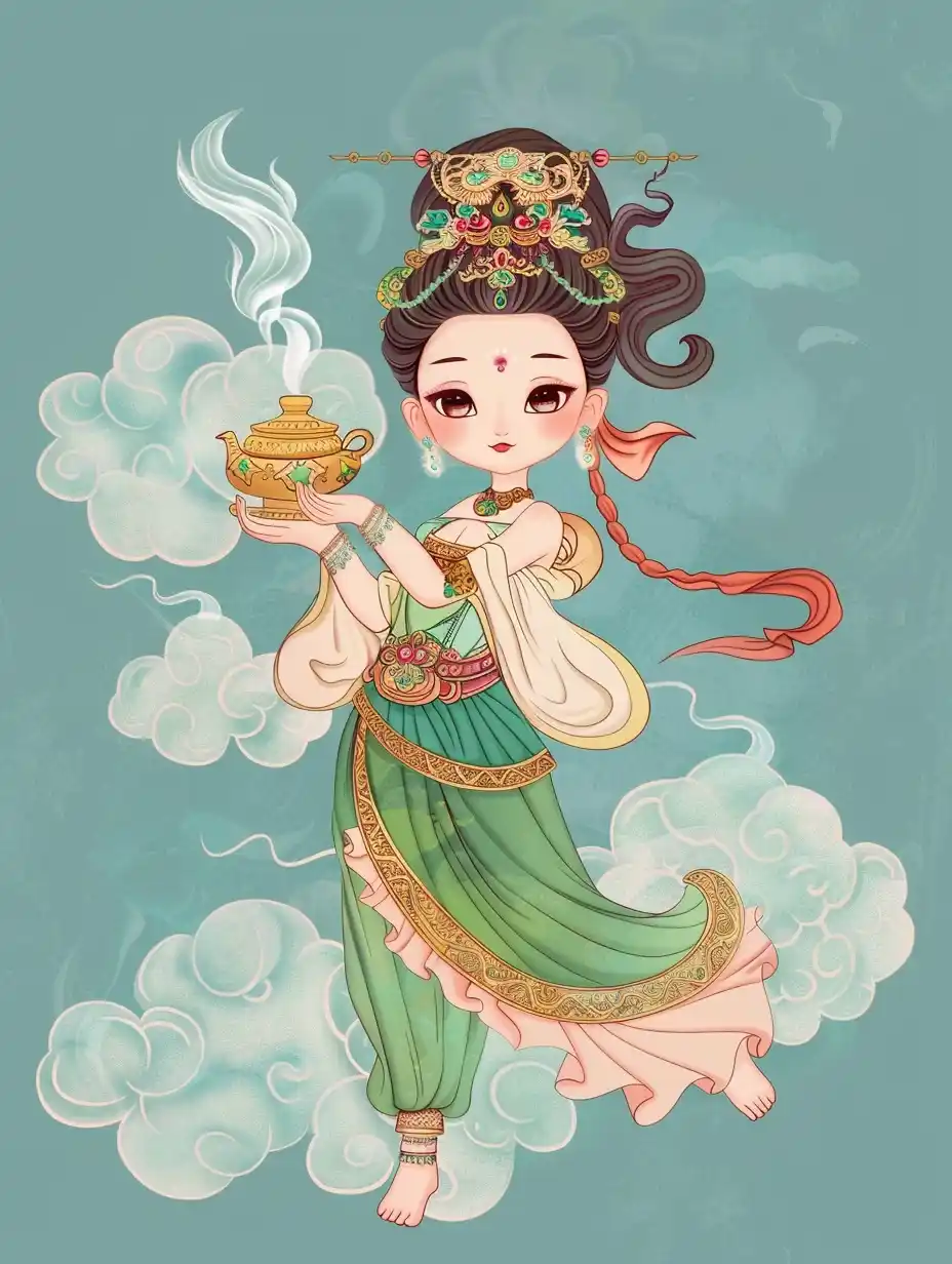Chinese Deity Tea Ceremony Midjourney提示词