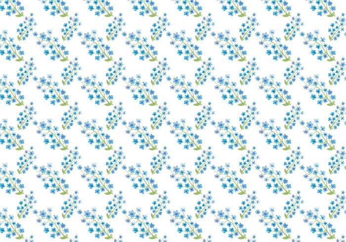免费矢量水彩蓝色的花朵图案