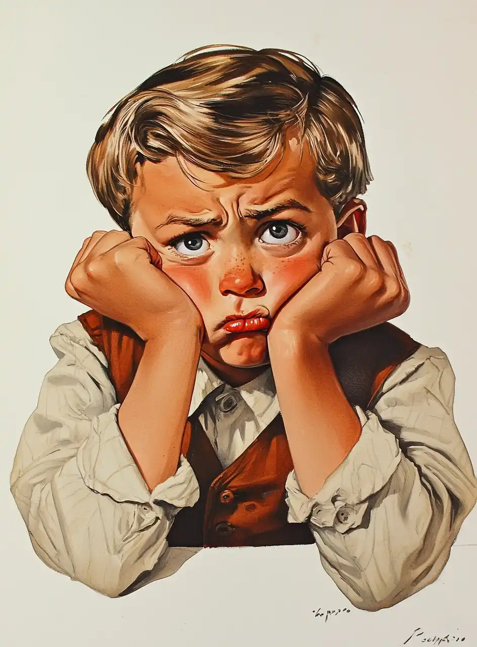 Upset Boy in Comic Art Midjourney提示词