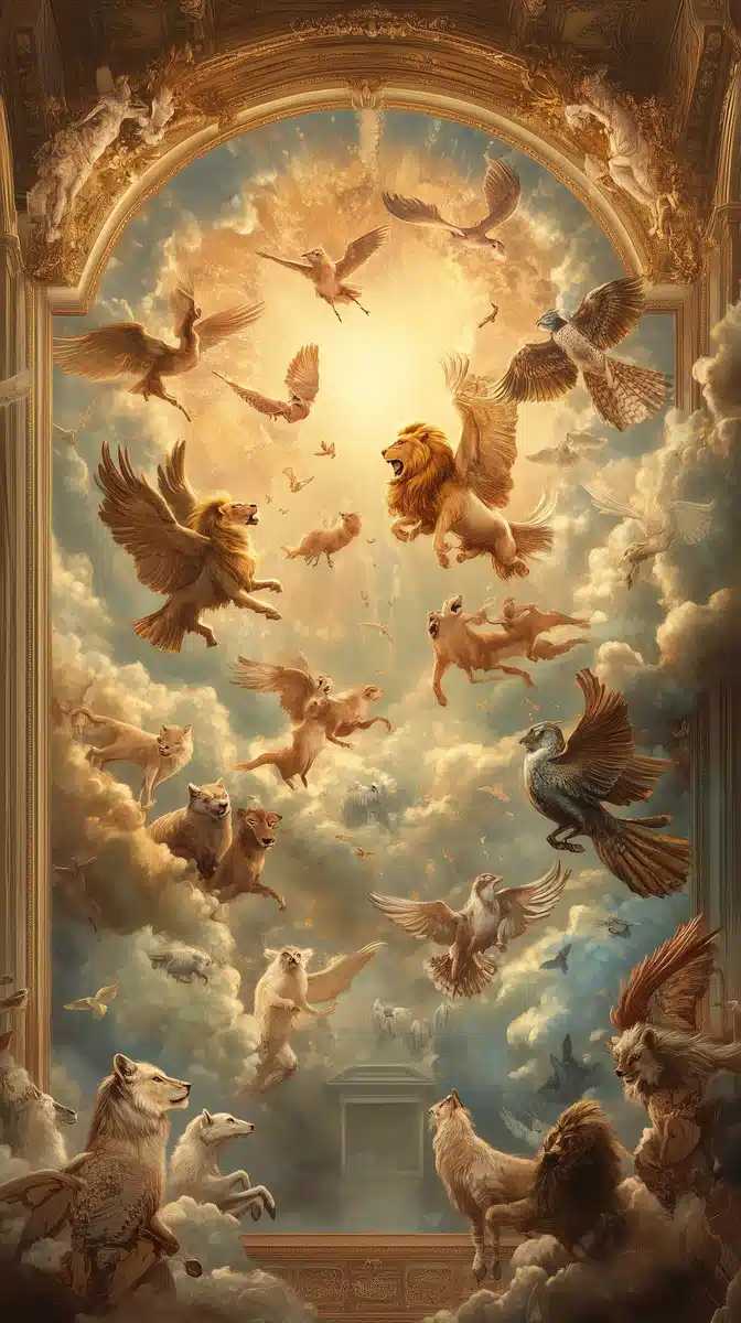 Celestial Animals Fresco Midjourney提示词