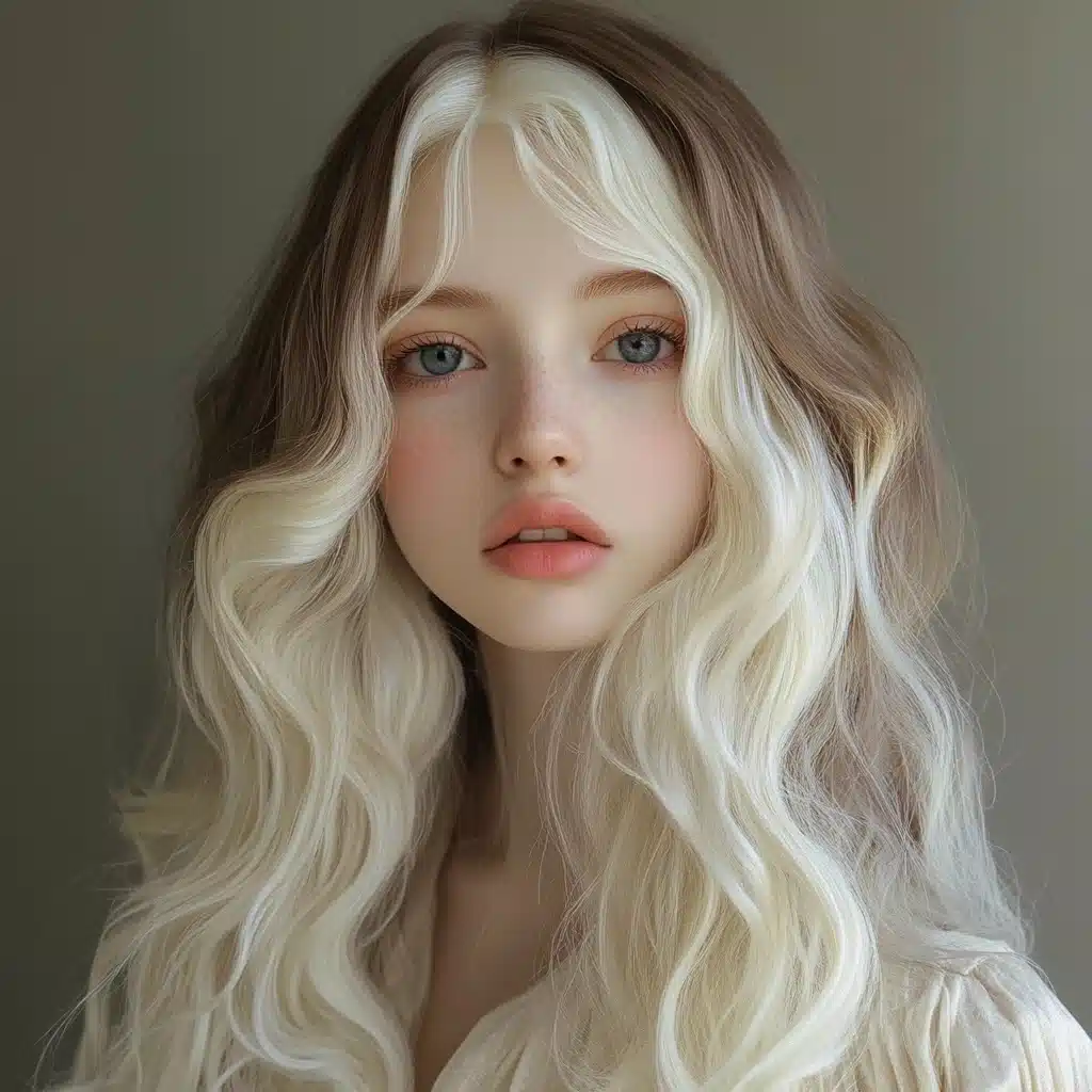 Bicolor-Haired Young Woman Midjourney提示词