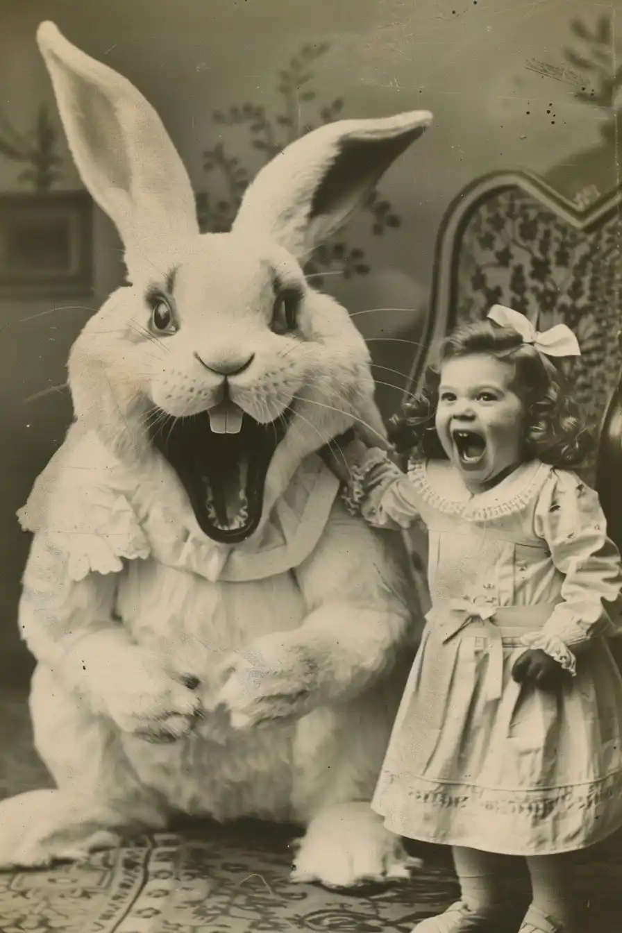 Vintage Creepy Easter Bunny Midjourney提示词