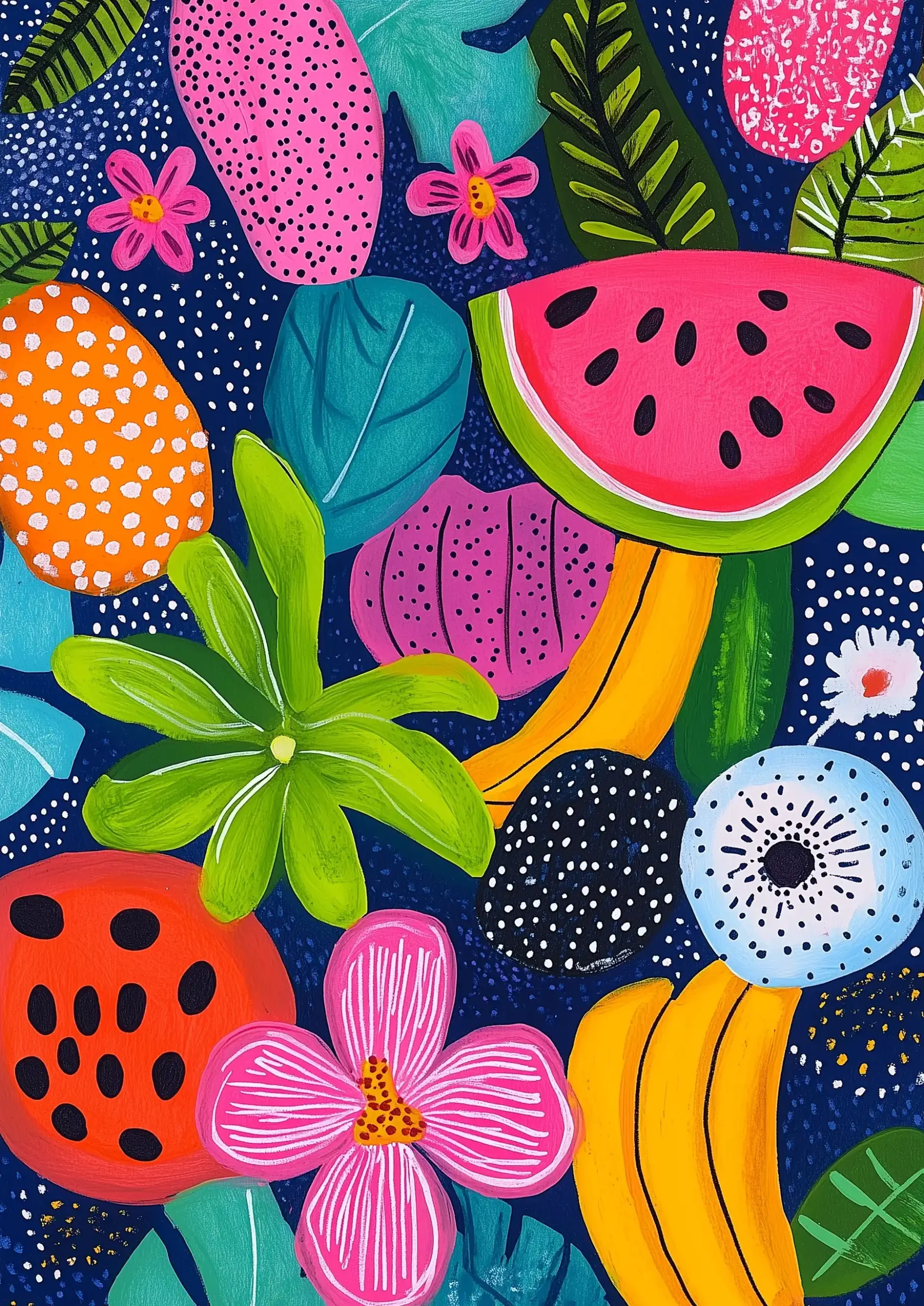 Matisse-Style Tropical Fruits Midjourney提示词