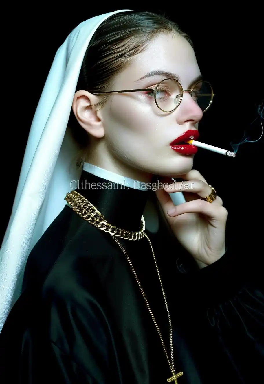 Fashion Nun with Cross Midjourney提示词