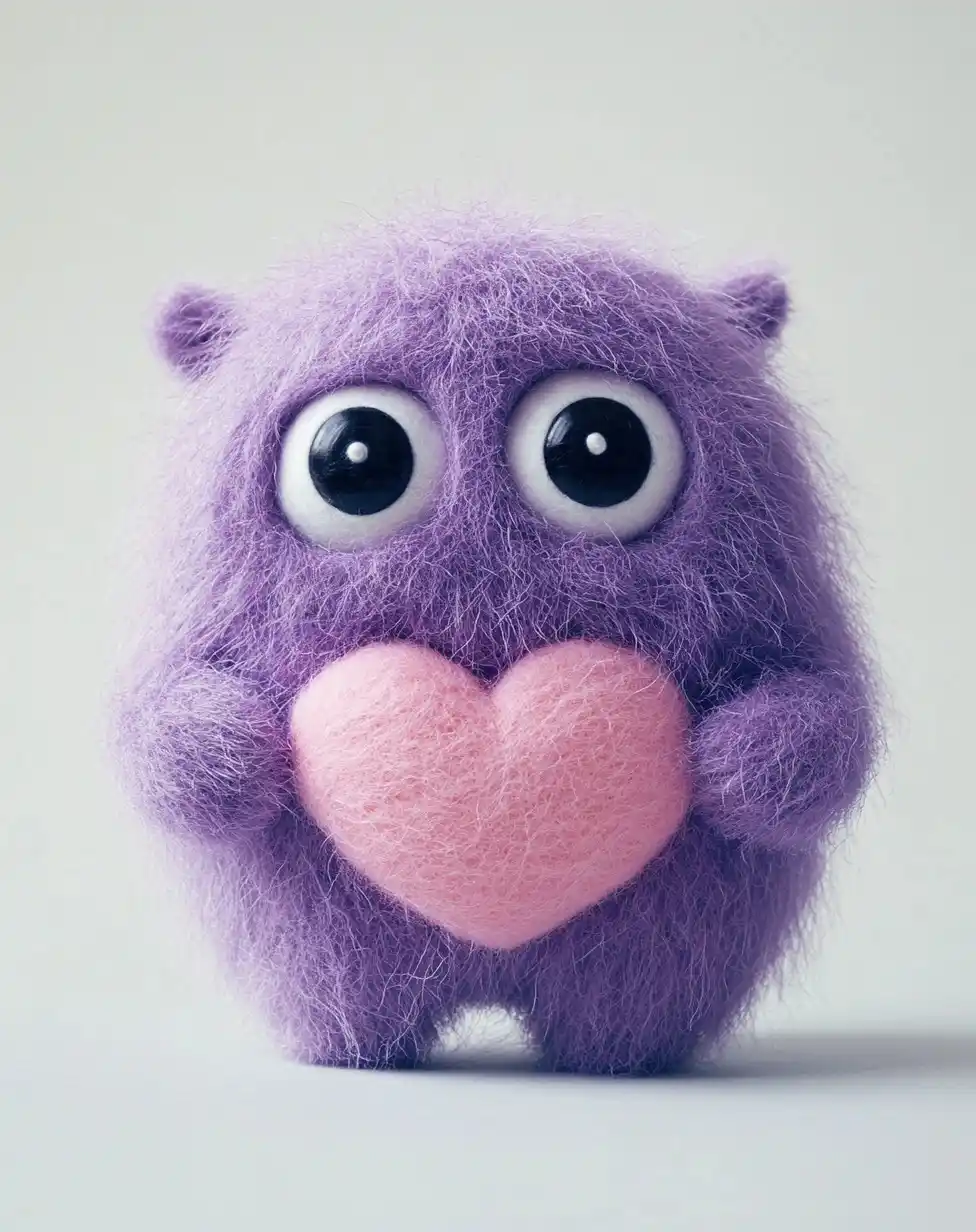 Fluffy Purple Monster Design Midjourney提示词