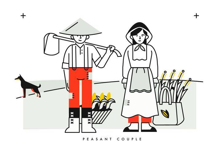 男性和女性农民背景矢量图