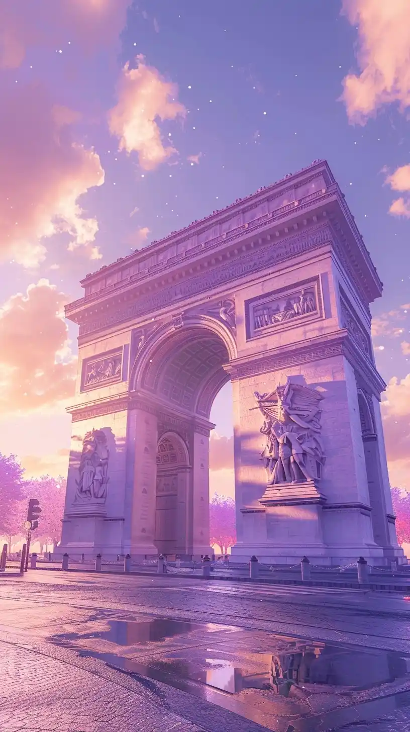 Ultra-Wide Arc de Triomphe Midjourney提示词