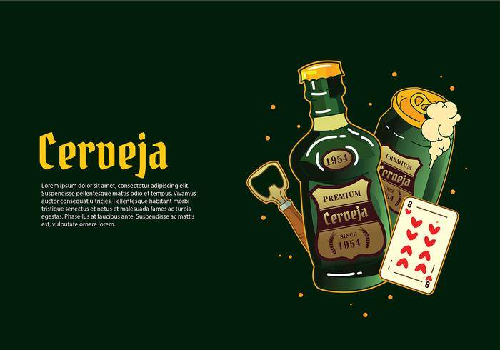 Cerveja绿色瓶免费矢量
