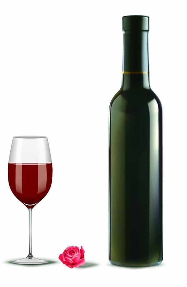 红酒酒瓶酒杯矢量