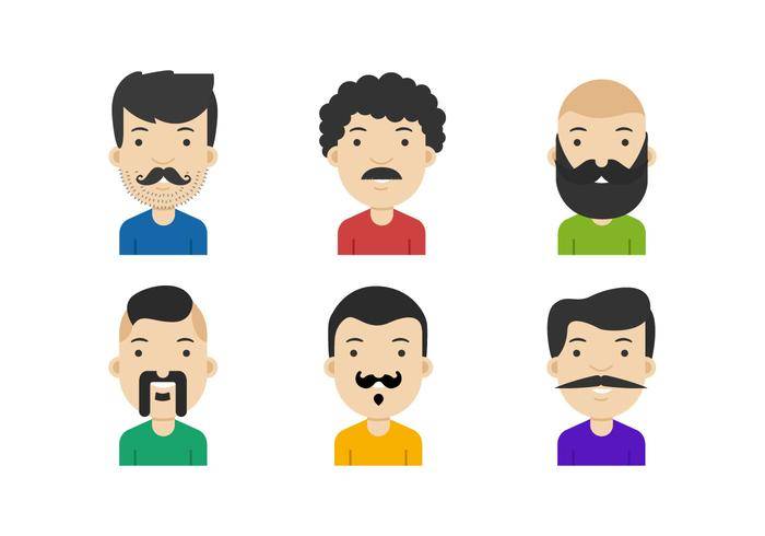 Movember胡须脸矢量