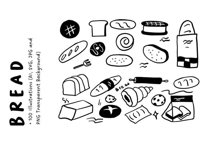 +100 Bread & Bakery Illustration