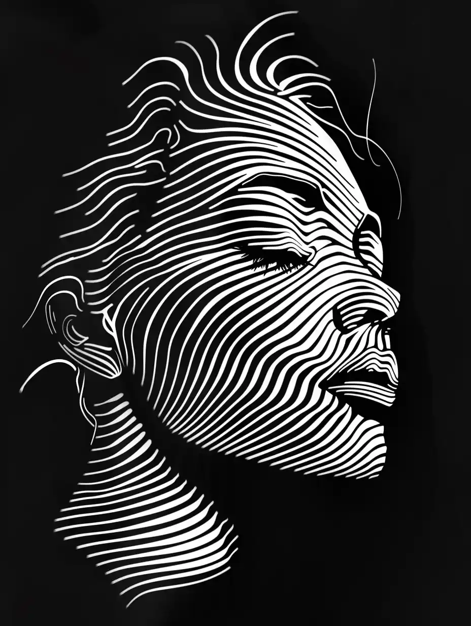 Op Art Woman Face Midjourney提示词