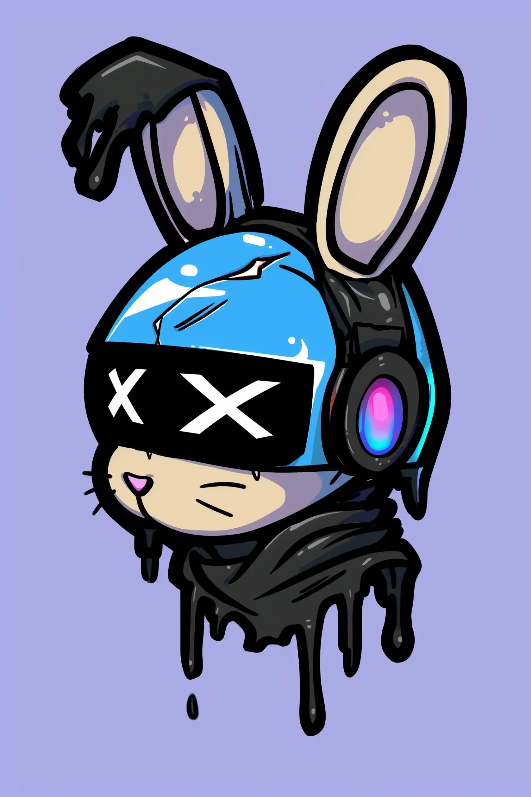 Graffiti Bunny with Daft Punk Helmet Midjourney提示词