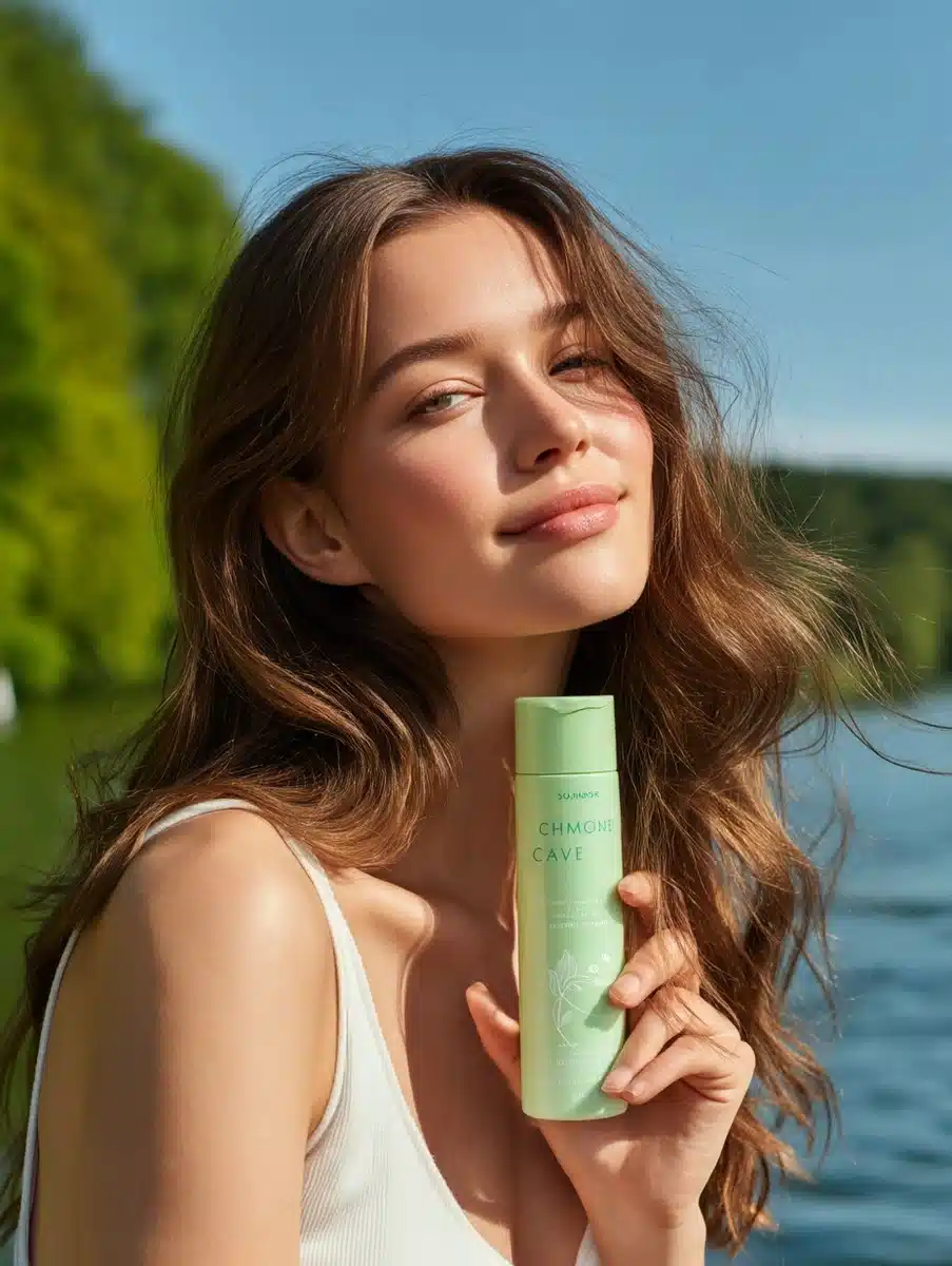 Elegant Woman with Shampoo Midjourney提示词