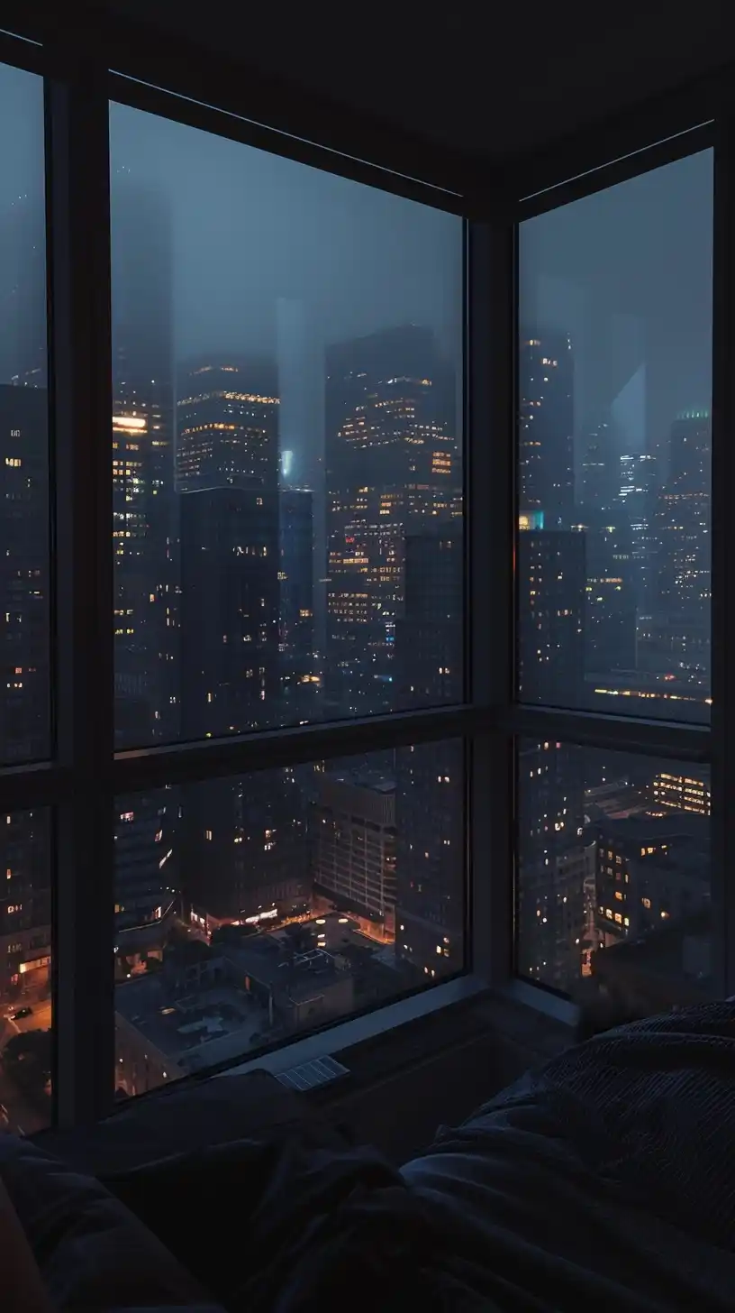 Penthouse Night View Midjourney提示词
