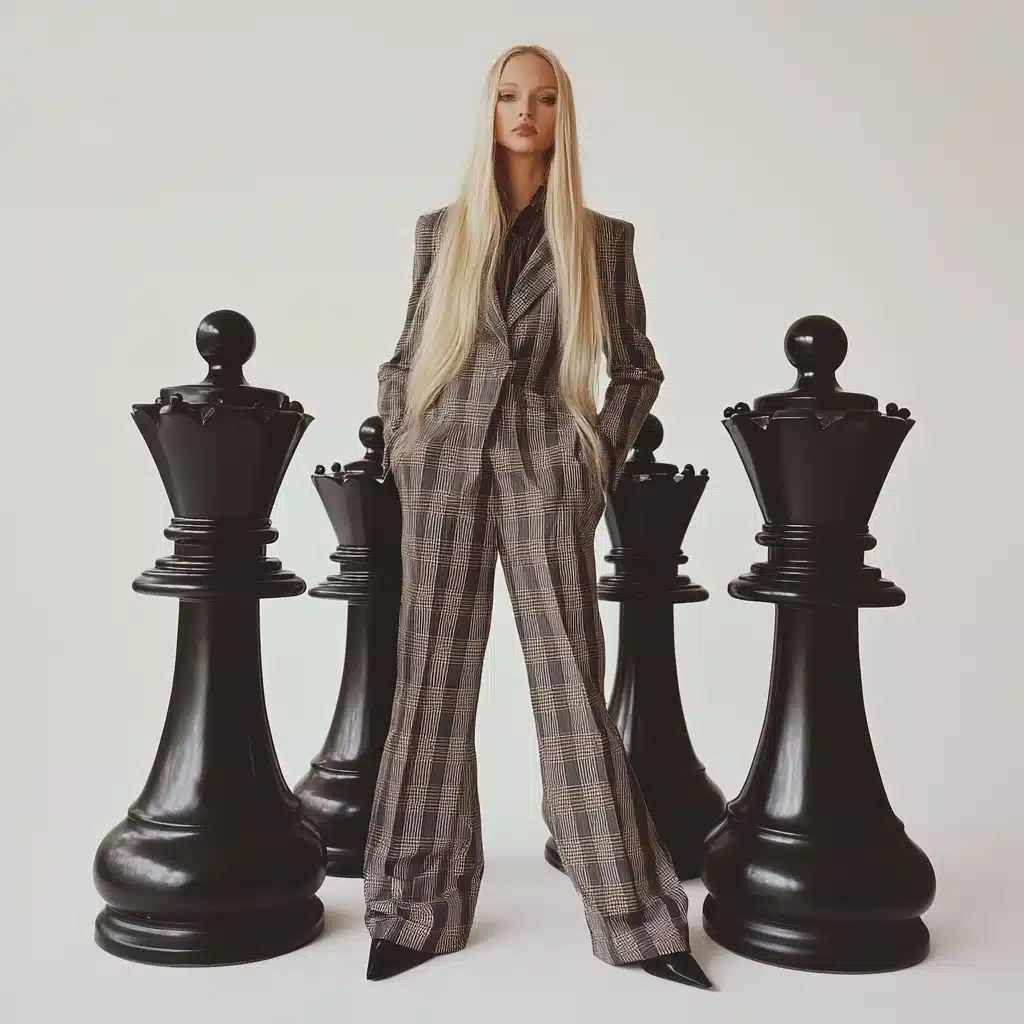 Eccentric Woman with Chess Pieces Midjourney提示词