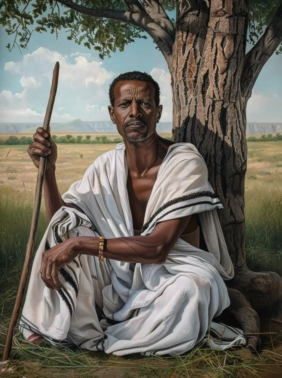 Ethiopian Man Oil Portrait Midjourney提示词