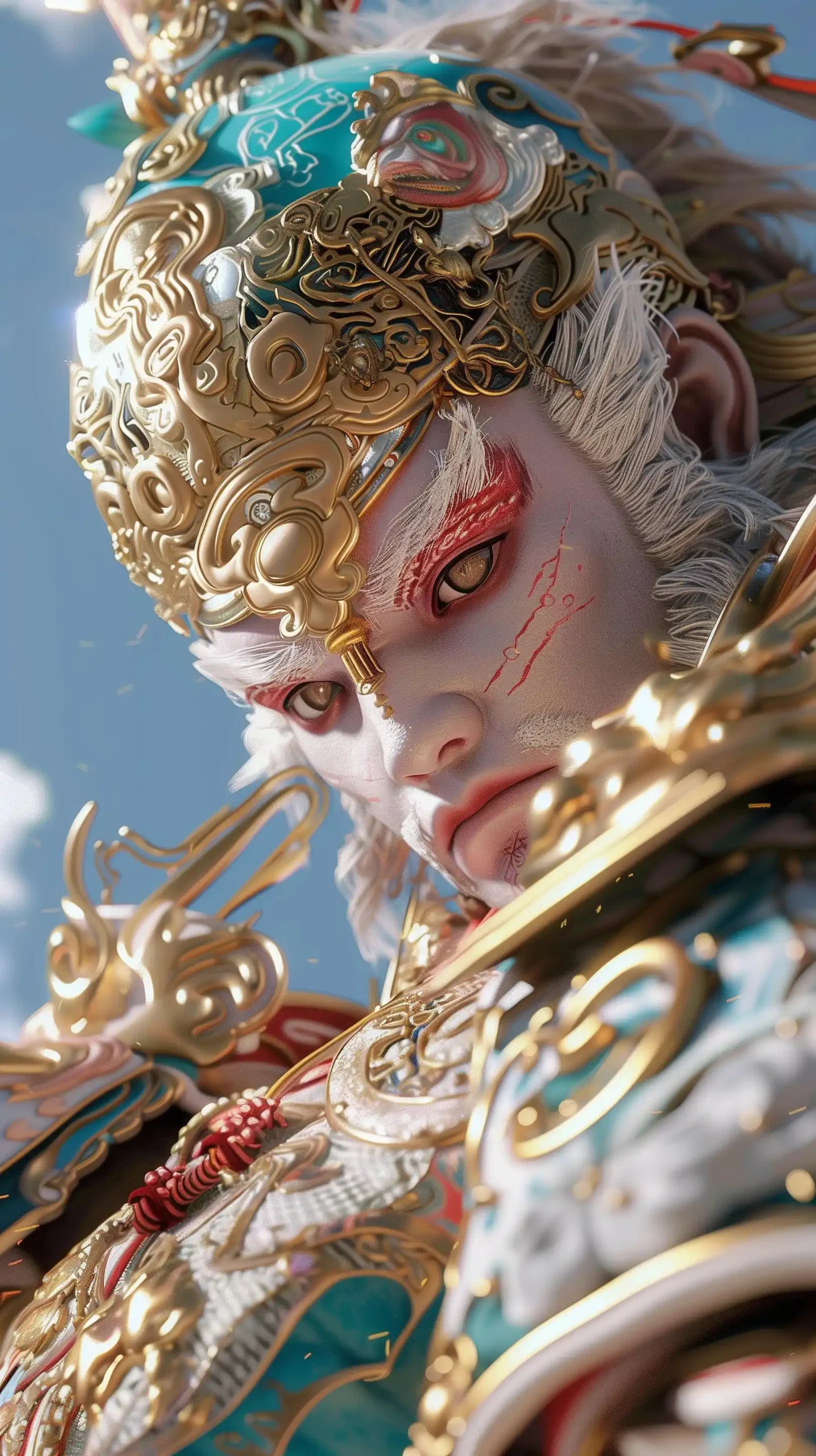 Extreme WuKong Armor Perspective Midjourney提示词