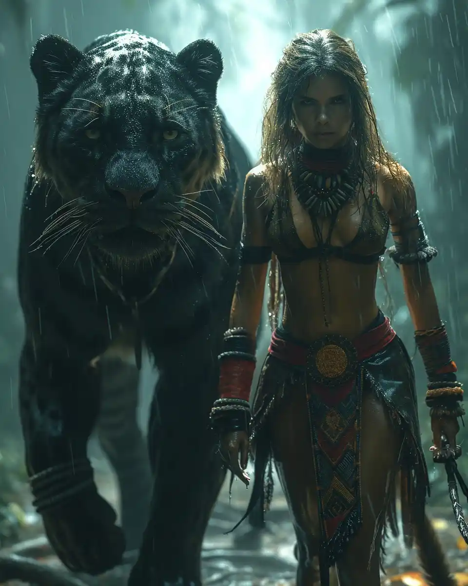Hyperrealistic Amazon Panther Midjourney提示词