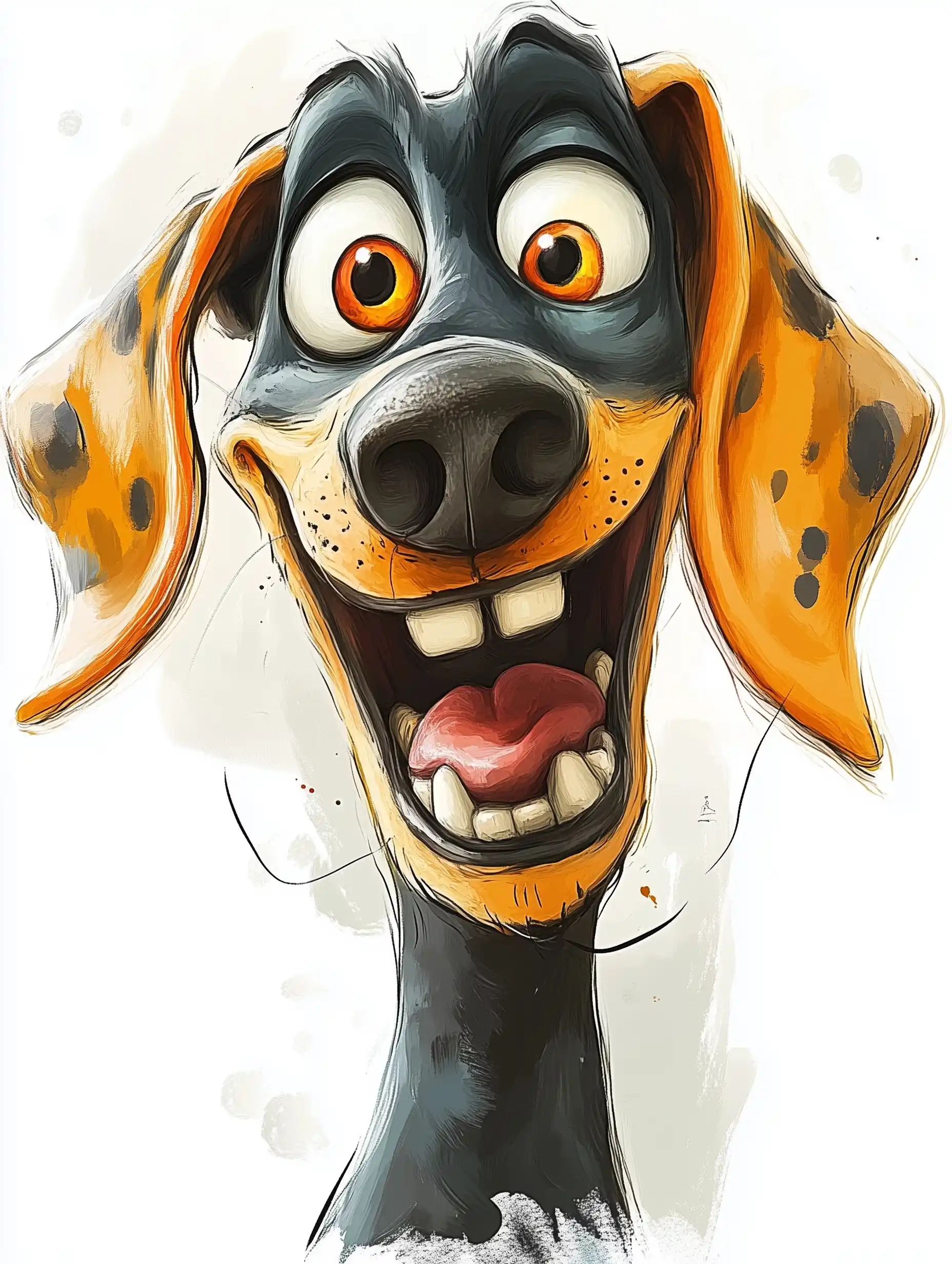 Caricatured Dog Portraits Watercolor Midjourney提示词